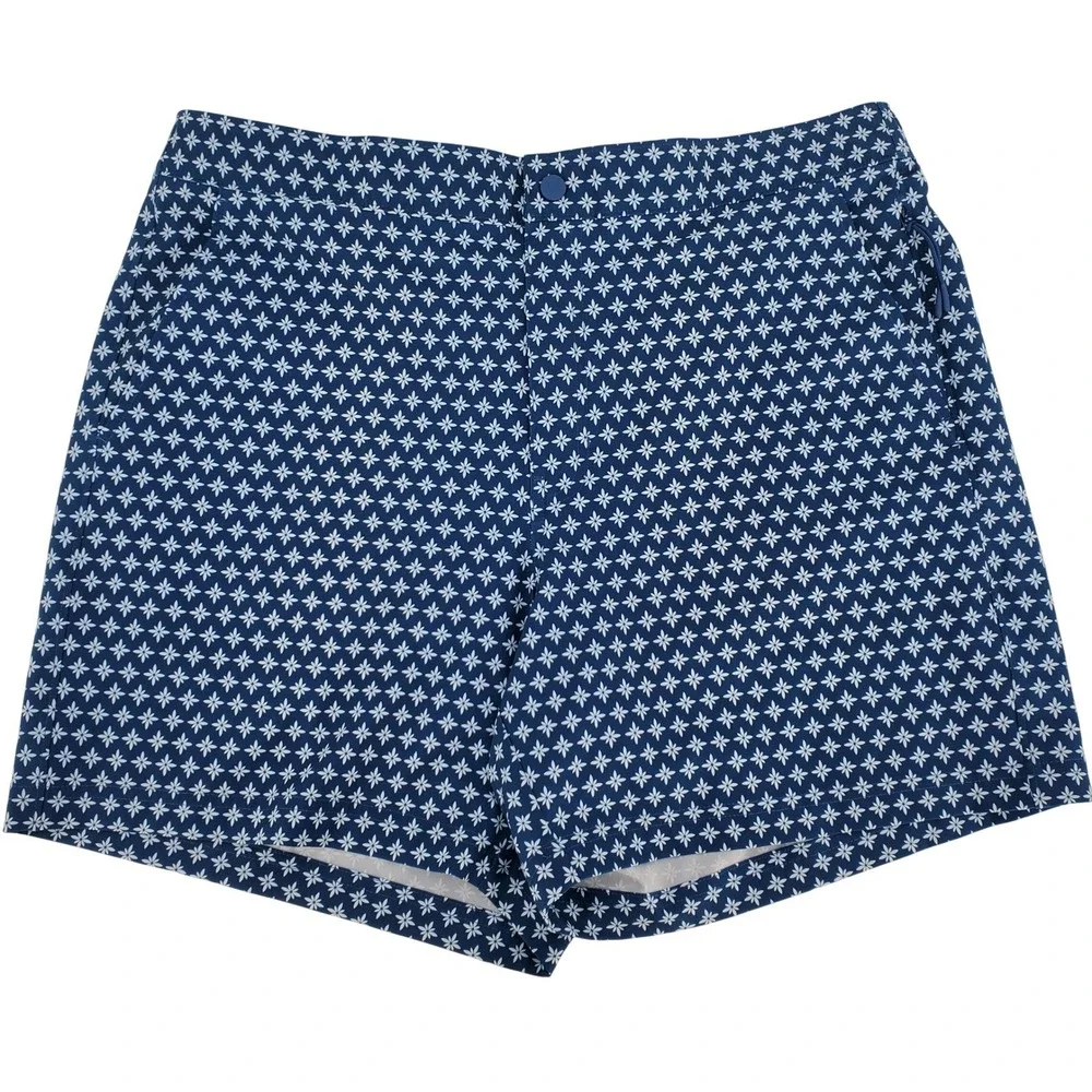 VRST Mens Large Relaxed Fit Resort Short 6in Print Deep Denim Blue Quick Dry New